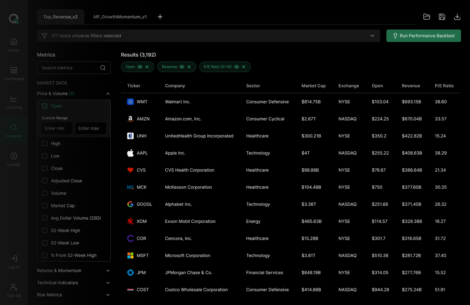 Build screeners with ease